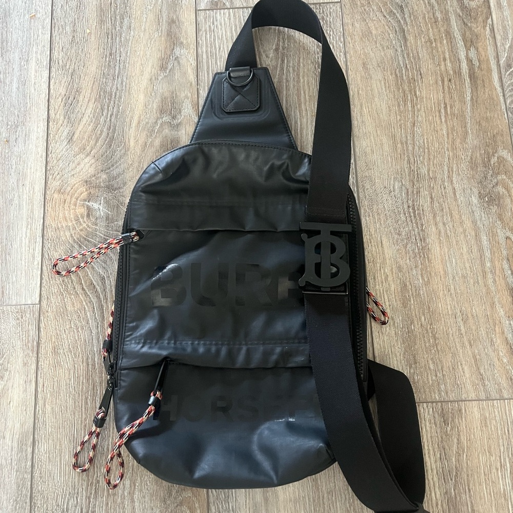 Burberry Black Belt Bag with Red Accents